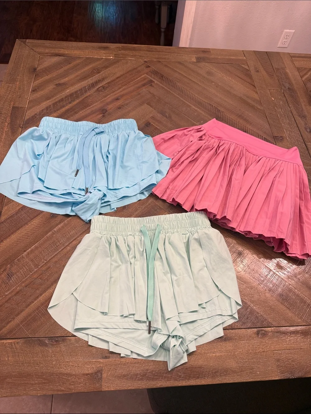 Girls’ butterfly Drawstring Shorts and skirt  - Pink, Light Blue, Mint